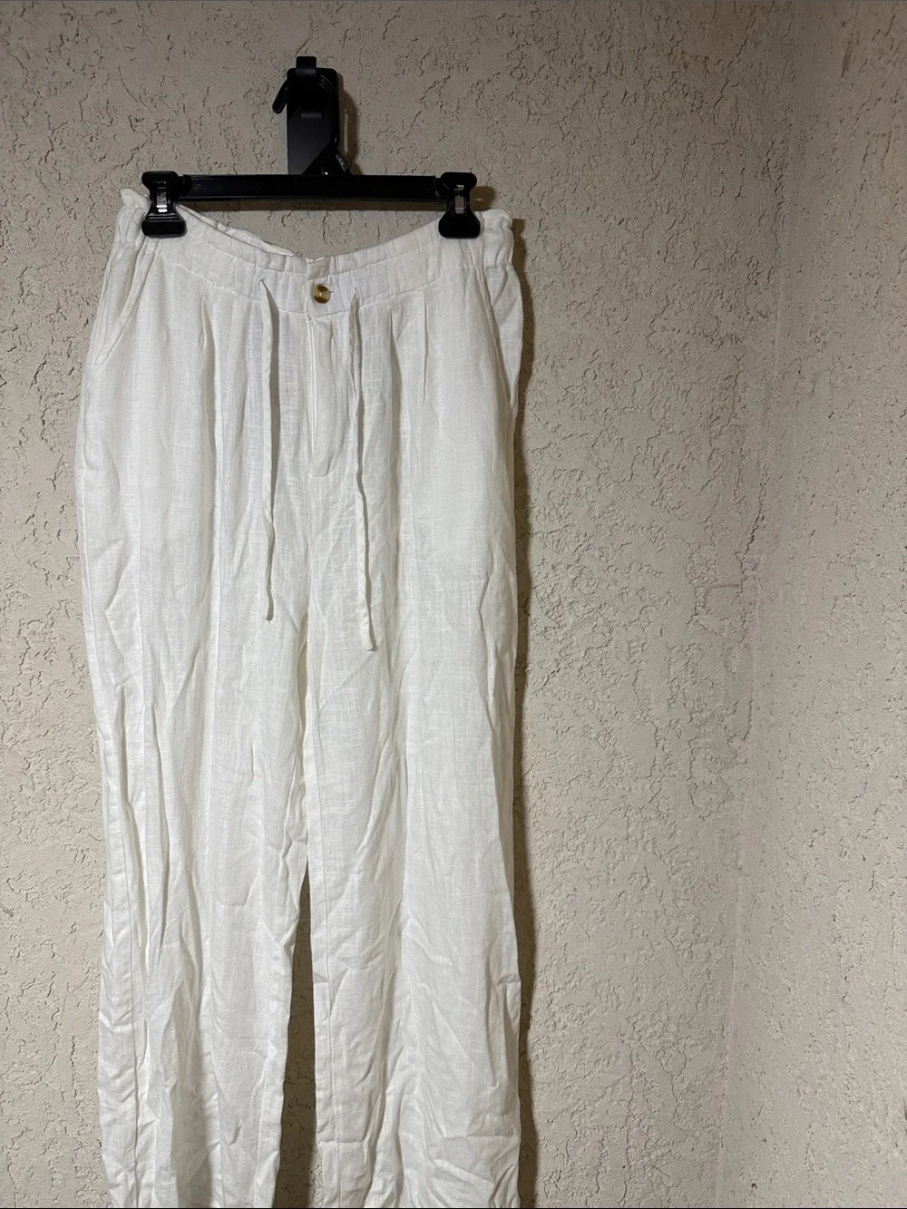 Men's White Linen Drawstring Pants
